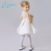 Organza Lace A Line Scoop Bow White Flower Girl Dresses